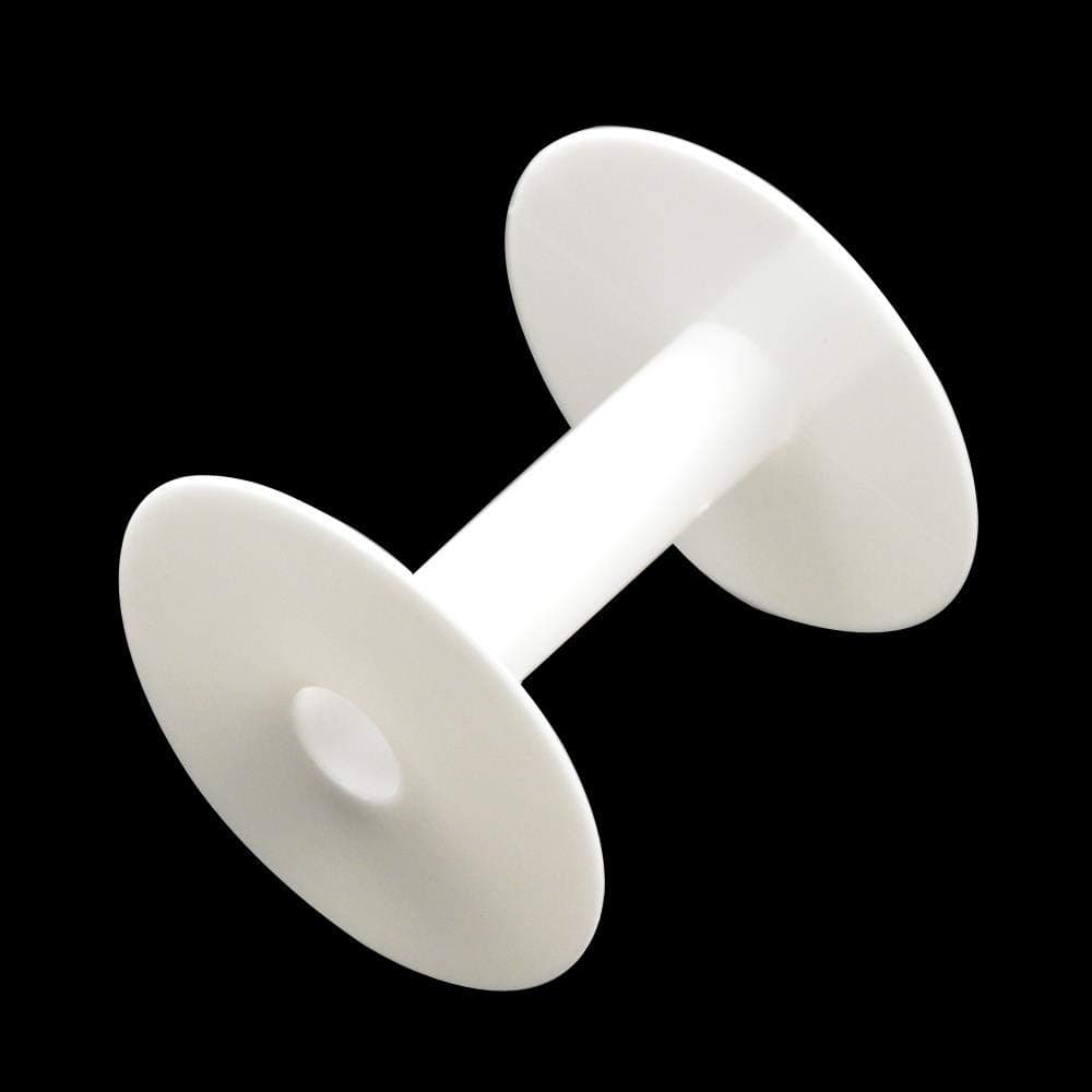 hanhanlop 5 Pcs Sorround Bobbin ROUND HARD PLASTIC Wire SPOOL Ribbon Lace Swing White