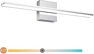 Chrome Lights for Bahtrooms 5CCT Wall Bathroom Lights 24 Inch Vanity Lamp Modern LED Light Bar Minimalist Linear Vanity Sconces Acrylic Wall Lamp for Bathroom Bedroom Restroom