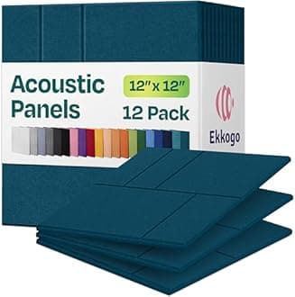 Ekkogo Acoustic Panels 12-Pack Soundproof Wall Panels 12"x12"x0.4" Decorative Sound Dampening for Your Home, Office, Studio, Bedroom & More with Unique GridFrame Carving [Ocean Turquoise]