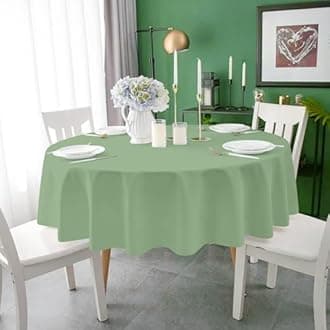 Mulbozy 2 Pcs Sage Green Round Tablecloth, 84 inches Disposable Plastic Sage Green Circle Table Covers for Baby Shower Wedding Bridal Shower Birthday Party Decorations