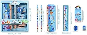 Prime Deals Sea Animal Stationary Kit for Girls Pencil Pen Book Eraser Sharpener - Stationary Kit Set for Girls/Birthday Gift (Sea Animal 12 Pcs)