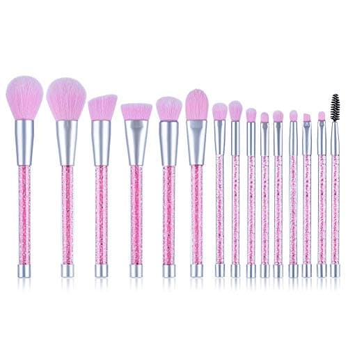 UNIMEIX Makeup Brushes 15 Pieces Makeup Brush Set Premium Face Eyeliner Blush Contour Foundation Cosmetic Brushes for Powder Liquid Cream Pink