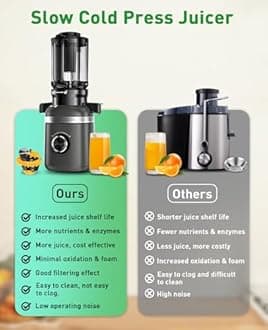 Juicer with built-in blades and 4.3" large feed channel, easy to clean