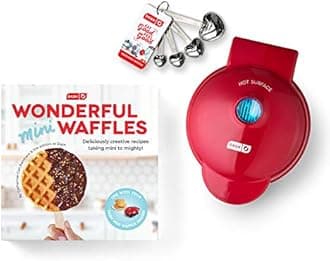 Dash DMWGS001RD Machine for Individual, Paninis, Hash Browns, other Mini waffle maker, 4 inch, Red Giftpack
