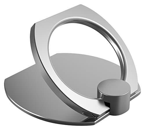 Alope Cell Phone Metal Ring Holder, Universal Finger Grip Hook and Stand, Can be Adsorbed by Magnet for Smartphones and Tablets, Sony/Samsung/Apple/HTC/Huawei and More - Silver