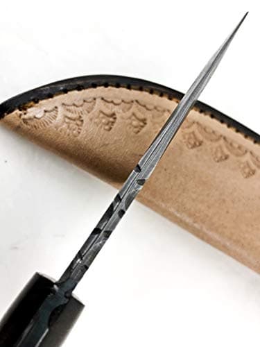 8.5 INCH Fixed Blade Black Horn and Rose Wood Custom Handmade Damascus Knife