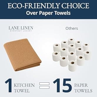 LANE LINEN Kitchen Towels & Dishcloths Set of 12-100% Cotton, Quick-Drying 18” x 28” Absorbent Dish & Tea Towels, Soft Hand Towels for Kitchen - Beige