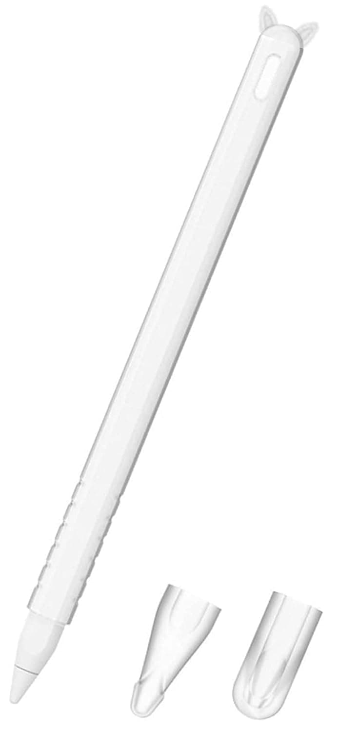 Meyaar Silicone Case for Apple Pencil 2nd Generation with Nib Cap Protect & Enhance Your Apple Pencil with Our Silicone Cover Compatible with iPad & ipad Pro 11,12.9 inch (White)