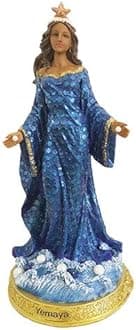 Santo Orisha Yemaya Sculpture Orisha Statue Yemaya Estatua Santeria Sculpture (12 Inches), Blue, White, Gold