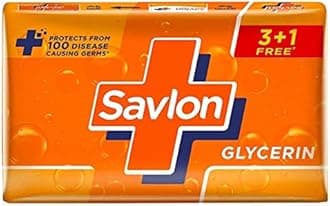 Savlon Moisturizing Glycerin Soap Bar With Germ Protection, Pack Of 5-125G Each & Savlon Glycerine Soap, 125g (Buy 3 Get 1 Free)