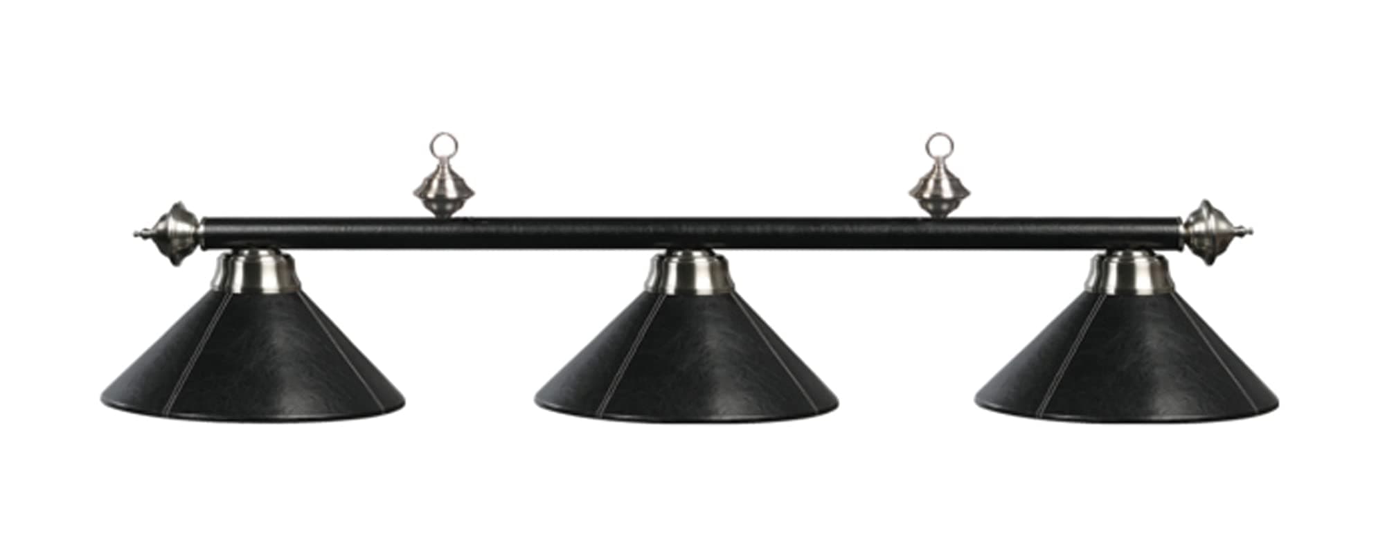 RAM Game Room Classic Style 54" 3-Light Metal Billiard Light Fixture, Leather/Black