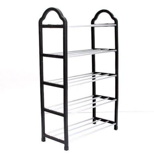 Black 5 Tier Shoe Tower Rack Holder Space Saving Organiser Storage Unit Shelves