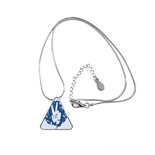 DIYthinker Blue Peace Symbol Victory Simple Creative Design Round Illustration Pattern Triangle Shape Pendant Necklace Jewelry with Chain Decoration Gift