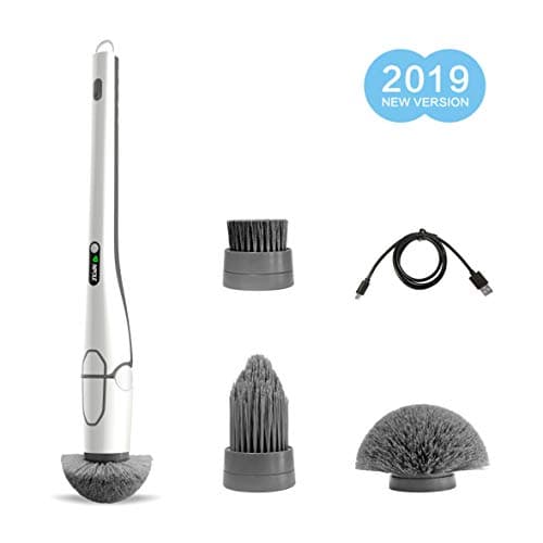 GOOD PAPA New Version Electric Spin Scrubber Cordless Design LED Display 3 Replaceable Brush Heads Portable floor scrubber for kitchen/bathtub/Tile Grout