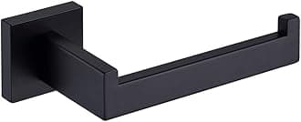 TASTOS Toilet Paper Holder Matte Black, Toilet Tissue Roll Holders Dispenser and Hangers Wall Mounted for Bathroom & Kitchen, Stainless Steel Modern Square Style
