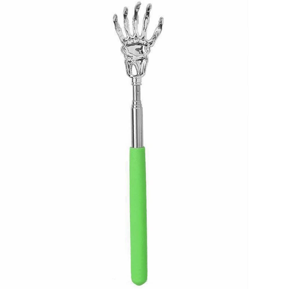 Selawasty Telescoping Back Scratcher, Portable Extendable Metal Hand Claw Back Scratchers, Hand Massager with Rubber Handles(Green)