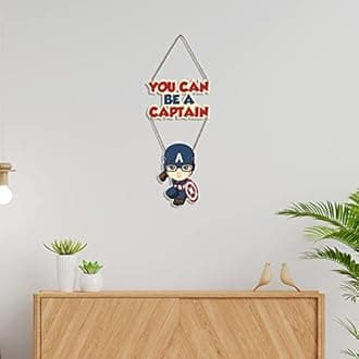 Artvibes Captain America Printed Wood Wall Hanger with Quote for Home Decor | Office | Gift | Livingroom, Bedroom | Wooden Decorative Item | Modern Decoration | Designer Artworks Hangings (WH_5709N)