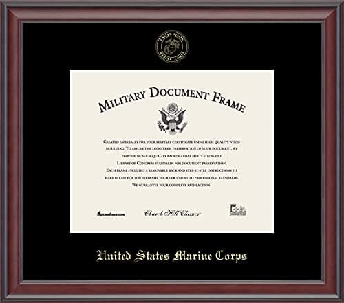 Church Hill Classics United States Marine Corps Certificate Frame - Featuring Studio Moulding - Horizontal Orientation - Officially Licensed - Document Size 10" x 8"