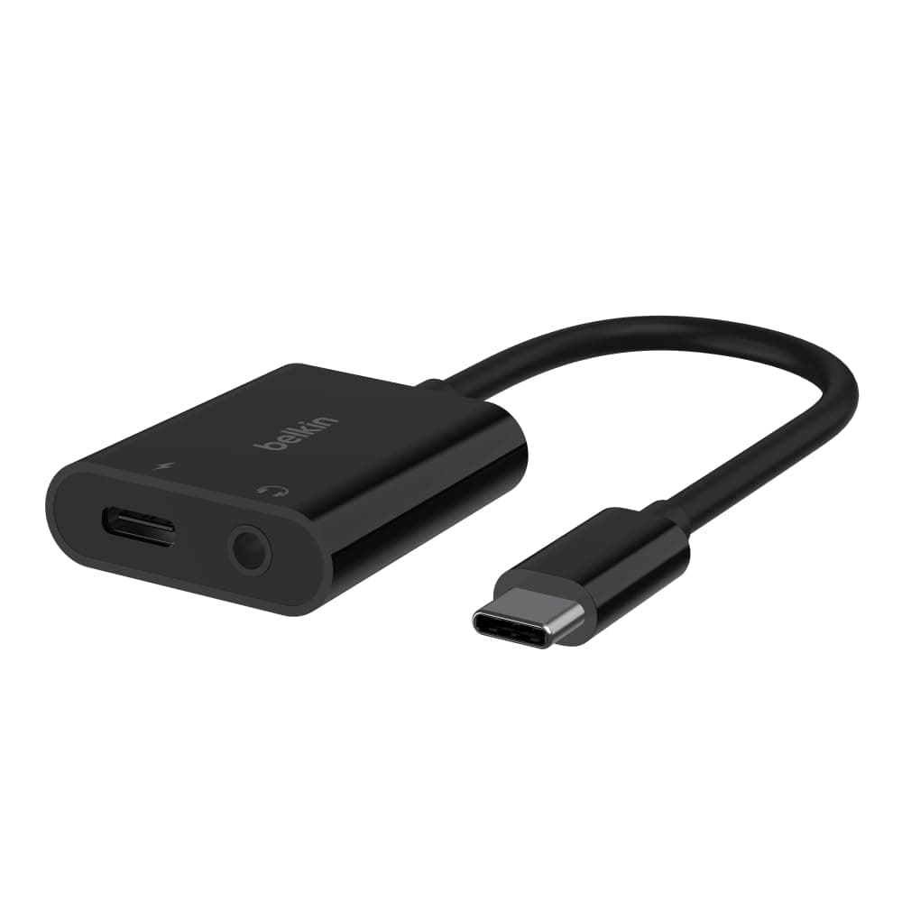 Belkin Rockstar 3.5mm Audio + USB-C Charge Adapter, USB-C Audio Adapter Compatible with iPad Pro 12.9, 11, Galaxy, Pixel, OnePlus and More