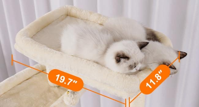 Heybly Hebly Tall Cat Tree,78 inch Multi-Level Cat Tower for Indoor Cats,2 Widened Plush Perches Cat Condo with Scracthing Board and Big Caves,Beige HCT033M