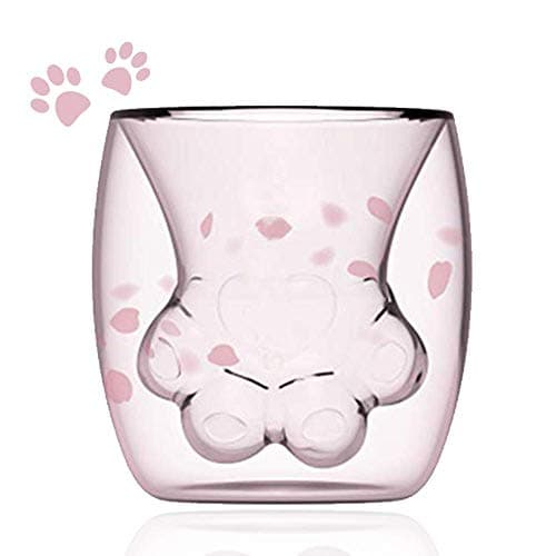 NINNAYUAN Cat Claw Cup Premium Transparent Double Layer Milk Cup Borosilicate Glass Custom Double Cup (1)