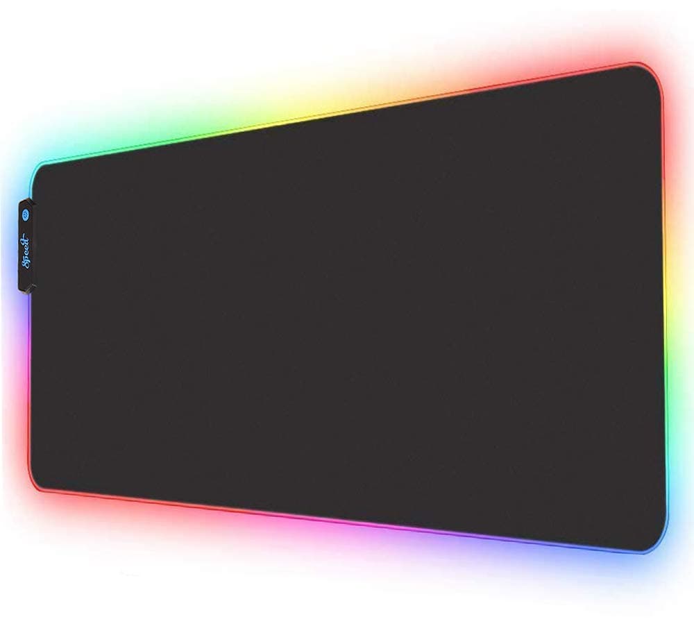 SPEED RGB Gaming Mouse Pad, Soft Glowing 14 LED Modes, Gaming Desk Keyboard Pad, Mouse Mat, Non-Slip Rubber Base - 78x30 cm - Black