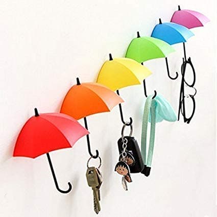 VR SHOPEE Premium Plastic Colorful Umbrella Wall Hook , Pack of 3 Hooks , Multi-coloured