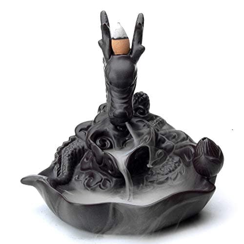 Incense Holder Ceramic Dragon Backflow Incense Burner with 10 Cones