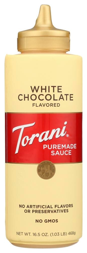 Torani White Chocolate Sauce,16.5 oz Squeeze Bottle (New Packaging)