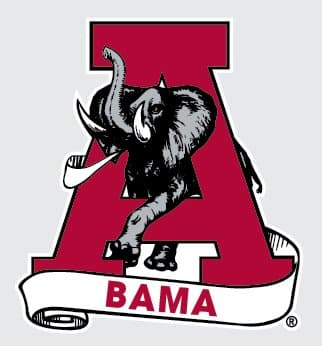 Alabama Crimson Tide CLASSIC AL w/ A BAMA SCROLL 4" Vinyl Decal Car Truck Elephant Sticker