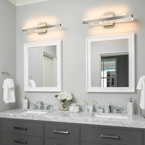 Modern Bathroom Vanity Light: Brushed Nickel 24 inch 28W Dimmable LED Bath Bar Light Fixtures Over Mirror - Wall Sconce Picture Lights for Living Room Bedroom 3000k