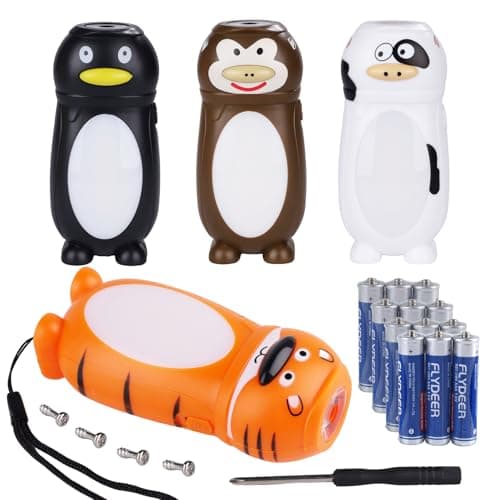 KunHe 4 Pack Animal Flashlights for Kids 2 in 1 Toddler Flashlight Camping Lantern Flashlights Stocking Stuffers for Kids Toddlers Lantern Cute Flashlight Christmas Gift for Girls Boys