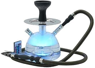 Micro Modern Acrylic Bubble Hookah Set With Wind Cover, Silicone Bowl, Silk Hose, Tongs, Remote Magical LED Light for Better Shisha Narguile Smoking