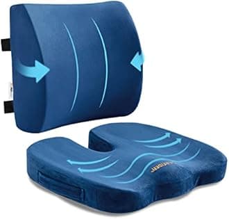 SAIREIDER Seat Cushion and Lumbar Support Pillow for Office Chair, Memory Foam Car Seat Cushions Back Support Pillows, Help Relieve Pain of Back, Lumbar, Tailbone and Sciatic Nerve (Navy)