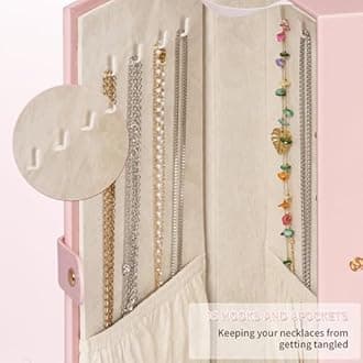 AKOZLIN Huge Jewelry Box Organizer Functional Extra Large Leather Jewelry Storage Case for Women Girls Ring Necklace Earring Bracelet Holder Organizer with Mirror