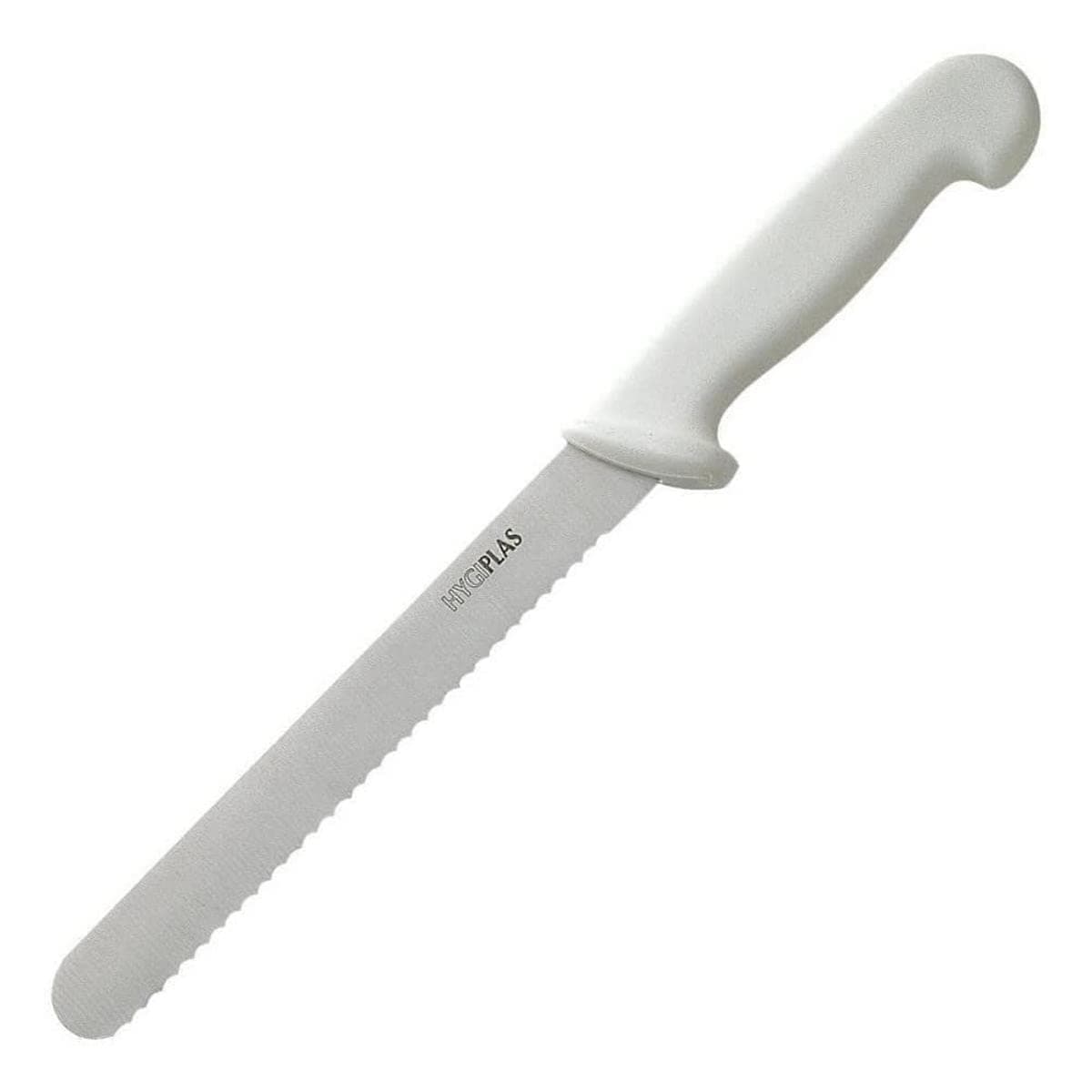 Hygiplas Bread Knife 20 cm/8 inch, White, Weight: 100 g, Colour Coded White for Dairy & Bakery, Soft Grip Nylon Handle, Dishwasher Safe, Rockwell Hardness 52-57°, C882