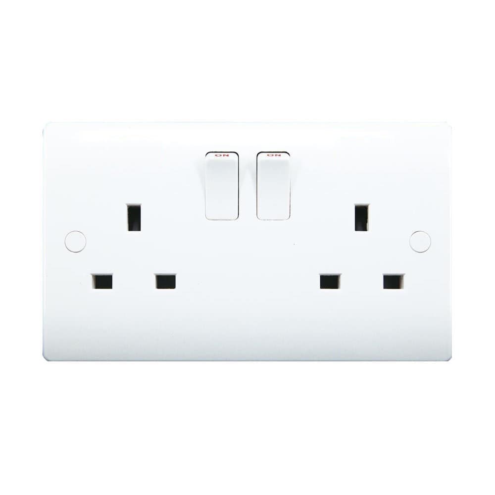 Sinoe VN034 BS Certified 13A 2 Gang 2 Way Light Switch with Screw Covers Tested by Intertek- Highest Safety Standards. Top-end Product. White