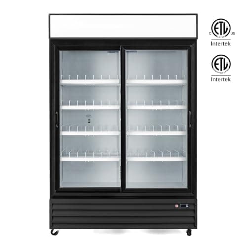 Wilprep Commercial Refrigerator, 37 cu. ft. Upright Beverage Display Refrigerator with LED Lighting, 52.4" Sliding Glass Door Merchandiser Fridge, ETL, ETL sanitation Listed