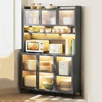 5 Tiers Storage Cabinet for Kitchen,Kitchen Bakers Rack, Microwave Cart with Storage,Kitchen Bakers Rack with Storage,Bamboo Storage Shelves (Size : 77cm/31in)