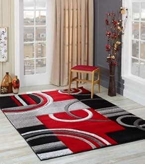 Area Rug Modern Soft Hand Carved Contemporary Floor Carpet with Premium Fluffy Texture for Indoor Living Dining Room and Bedroom Area (4x6, Red)