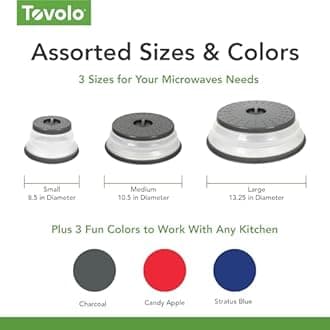 Tovolo Microwave Splatter Cover for Food, 3-Pack (Charcoal) - Collapsible & Vented Silicone Splatter Guard Lid - Microwave Plate & Dish Cover with Handle - BPA-Free Kitchen Gadget for Meal Prep