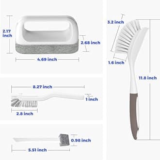 Holikme Cleaning Brush Set, Scouring Pad for Cleaning, Groove Gap Brushes for Pot, Pan, Kitchen Sink, Wire Brushes (Brown)