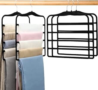 Pants Hangers Space Saving,5P Scarf Hangers for Closet Organizers and Storage,Non Slip Velvet Hanger for Closet Organizer,College Dorm Room Essentials,Heavy Duty Organization and Storage Jean Hangers