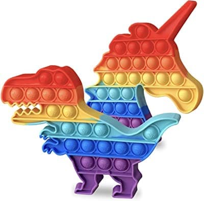 Aferlite Combo of Push Pop Game Fidget Toy, Silicone Rainbow Board Bubble Popper Fidget Sensory Toys for Child, Interactive Stress Relief Toy Gifts for Kid Adult (Dinosaur , Unicorn)