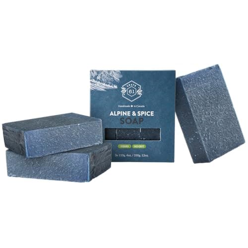 Crate 61 Alpine & Spice Soap 3 pack, 100% Vegan Cold Process, scented with premium essential oils, for men and women, face and body. ISO 9001 certified manufacturer