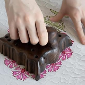 HOMEMONDE Set Of 2 Soft Cushion Cover 16 X 16 Inches - Floral Hand Block Print Premium Cotton Square Pillow Case Living Room Decoration, Pink, 300 TC