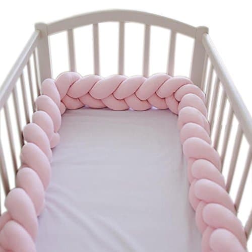 Soft Knot Pillow Decorative Baby Bedding Sheets Braided Crib Bumper Knot Pillow Cushion (Pink, 157.48 inch)