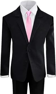 Black n Bianco Boys' Formal Black Suit with Shirt and Vest