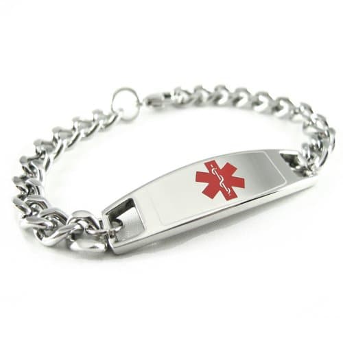 My Identity Doctor - Pre-Engraved & Customized Pacemaker Medical Bracelet, Medic ID Card Incld (Curb Chain)