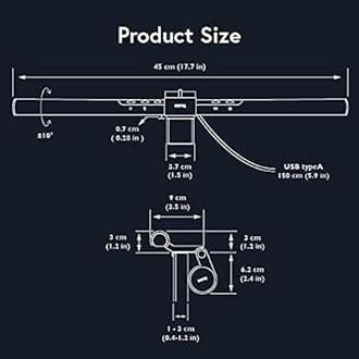 BenQ Screenbar Monitor Light, LED Computer Monitor Lamp, Auto-Dimming, Hue Adjustment Features, E-Reading USB Powered Lamp for Desk/Gaming/Home/Office, Complements with backlight/RGB Setups(Black)
